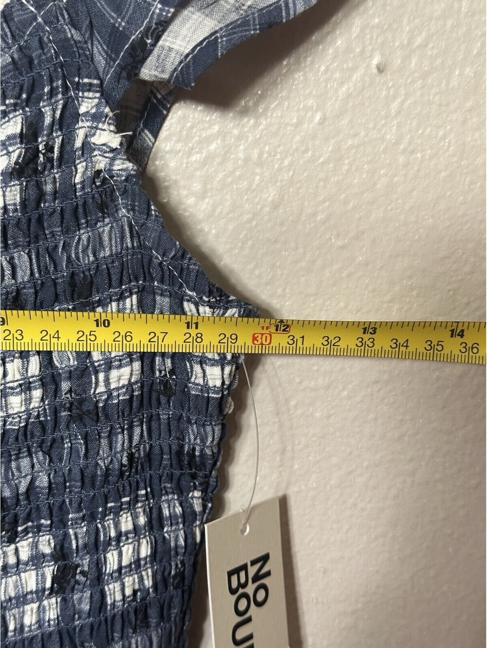 No Boundaries Womens XXS 00 Blue Plaid Smocked Ruffle Romper Shorts NWT - Picture 7 of 7